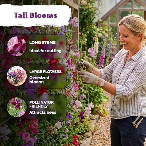 50 Sweet Pea Mammoth Mix Heirloom Flower Seeds, Lathyrus Odoratus - Image 4