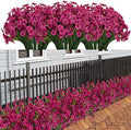 LikSoor 21 Bundles Artificial Outdoor UV Resistant Flowers No Fade Fake Outside Flowers Plastic Greenery Faux Shrubs Garden Porch Window Box Home Decoration(Rose Red) by LikSoor