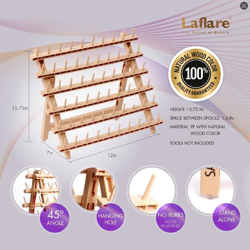 Laflare Braiding Rack for Hair with Comb Set & Braid Gel Wristband & Rack (Braid Extension Holder with 60 Pegs) with Braiding Accessories 5pc Set (PPCOM3) - PP Material - Storage Rack - Image 6