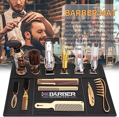 Magnetic Barber Mat for Station Barber Organizer Mat for Clipper Salon Station Tools with 6 Slots for Clippers Salon Barbershop Work Station Pads anti slip 19" X 12.5”-Black - Image 6
