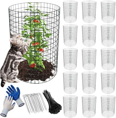 16 Pack 20x12 inch Plant Protector, Wire Garden Cages with Stakes & Ties by Anothera