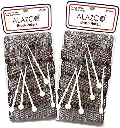 12 pc Vintage Style Hair Rollers BRUSH ROLLERS & 12 PINS - Mesh Hair Curlers with Bristles 3"x 7/8" (12 Large Rollers & Pins) - Image 5
