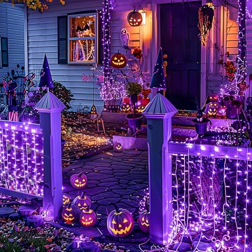 JMEXSUSS 200 LED Halloween Lights Indoor Outdoor Purple String Lights 66Ft - Image 6