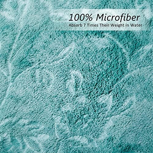 JML Microfiber Bath Towels, 30" x 60", 6 Pack, Green-Floral - Image 3