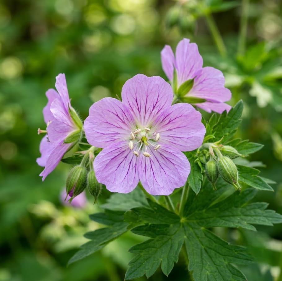 Pack of 10 Geranium Maculatum Wild Geranium Rhizomes for Planting, Bare Roots, Hardy Perennial Woodland Ground Cover, Pale Pink to Lilac Spring Flowers, Shade Garden Live Roots - Image 2