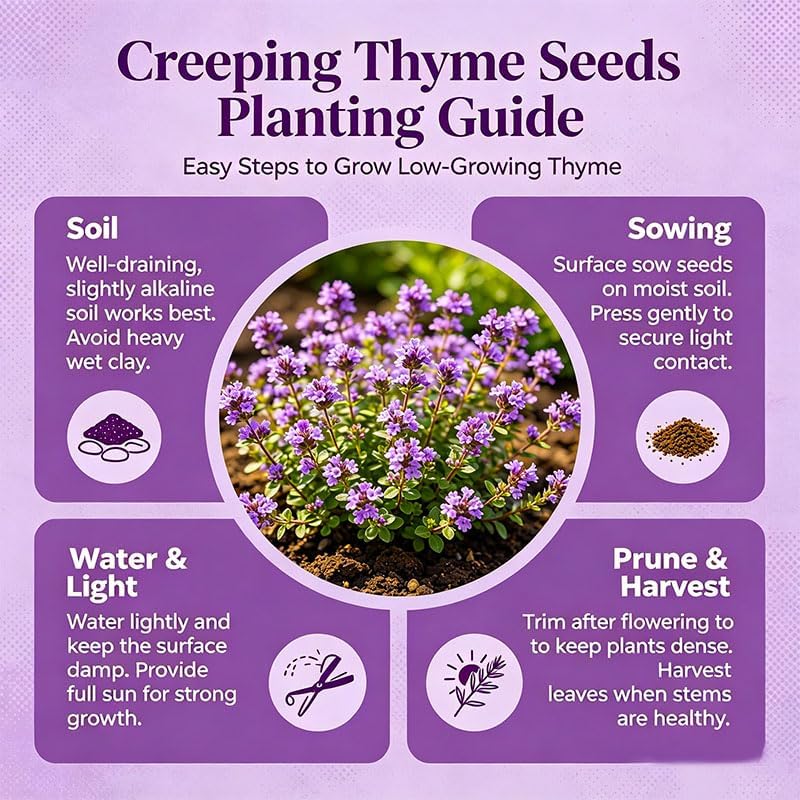 18000+ Magic Creeping Thyme Seeds for Planting - Ground Cover Plants Heirloom, Perennial Thyme Non-GMO Thymus Serpyllum Seed - Image 3
