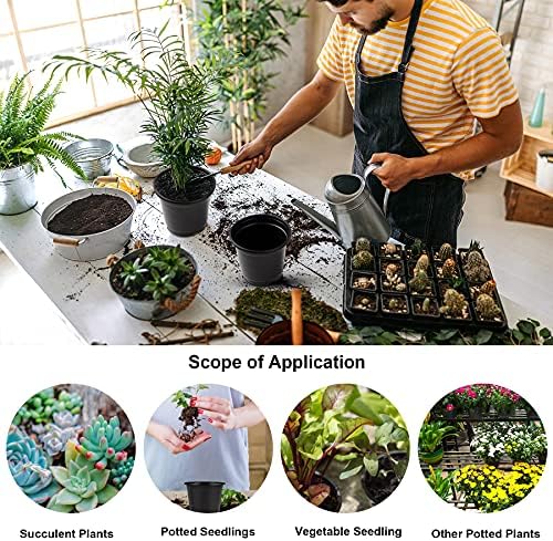 Augshy 150 Pcs 4" Black Plastic Plants Nursery Pot,Seed Starting Pots - Image 6