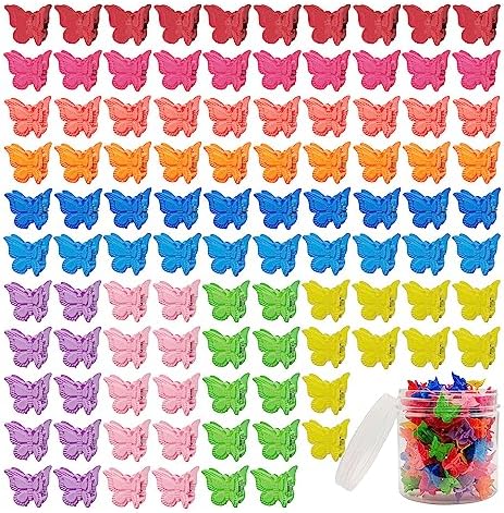 100 Pieces Assorted Color Butterfly Hair Clips, Beautiful Mini Butterfly Hair Clips Hair Accessories for Women and Girls (Matte Colors) by Ruocce