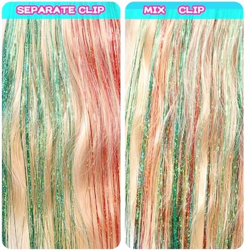 Hair Tinsel Clip in 12 Pcs Fairy Glitter Tinsel Hair Extensions for Kids - Image 3
