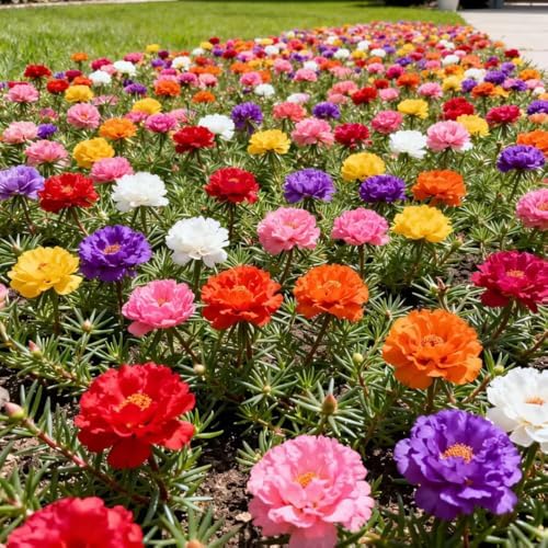20,000+ Moss Rose Seeds (Portulaca Grandiflora) - Mixed Color Perennial Ground Cover, Non-GMO, Heirloom, Vibrant Blooms for Garden Beds, Outdoor Planting & Garden Beautification by BuggyBeds