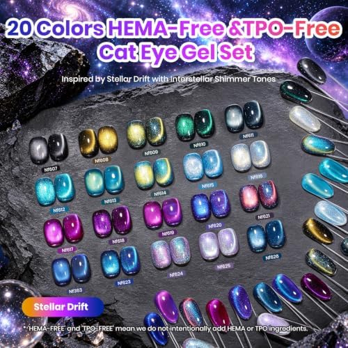 Beetles Cat Eye Gel Nail Polish Set, 20 Colors Stellar Drift Gel - Image 2