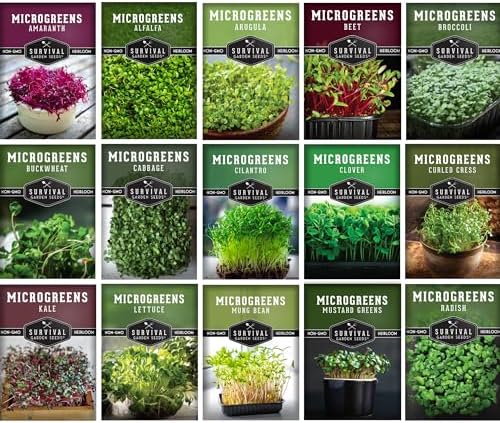 Microgreens Seeds Variety Pack – 15 Heirloom Sprouting Varieties by SurvivalGardenSeeds