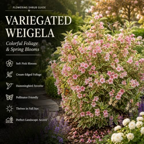 Variegated Pink Weigela Live Plant, Quart Pot, Vigorous Flowering Shrub for Pollinator Gardens and Yards - Image 4