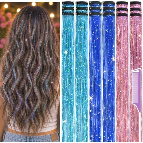 Hair Tinsel Clip in Pack of 18 Pcs Hair Accessories for Party Gatherings by Uikreo-Designtoyourbeauty