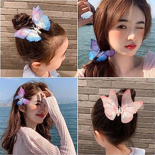 Gradient Butterfly Hair Clips Set - Multi-color Cute Hair Accessories for Girls (6PCS) - Image 4