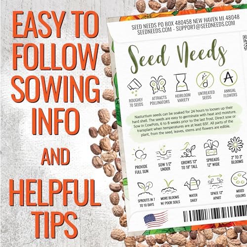 Seed Needs Nasturtium Seeds to Plant Double Flower Jewel Mixture 1 Pack - Image 4
