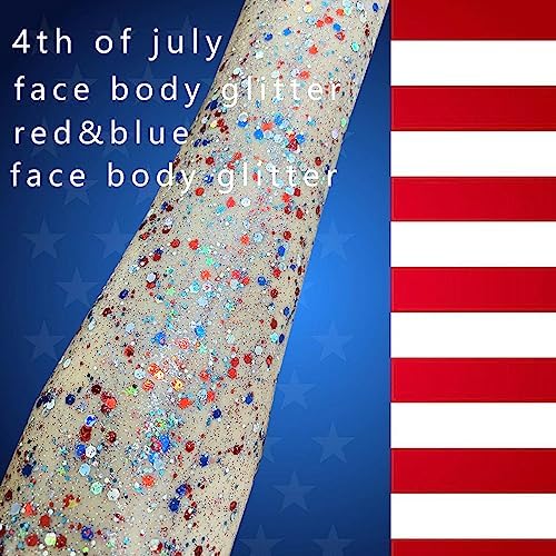 MEICOLY 50ml Holographic Blue Face Glitter Gel,Halloween Body Glitter Outfits for Women,Self-Adhesive Waterproof Game Day Spirit Day Hair Glitter Makeup for Independence Day Memorial Day - Image 2