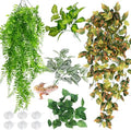 Reptile Plants for Terrarium Hanging Fake Leaves with Suction Cup by Hamiledyi