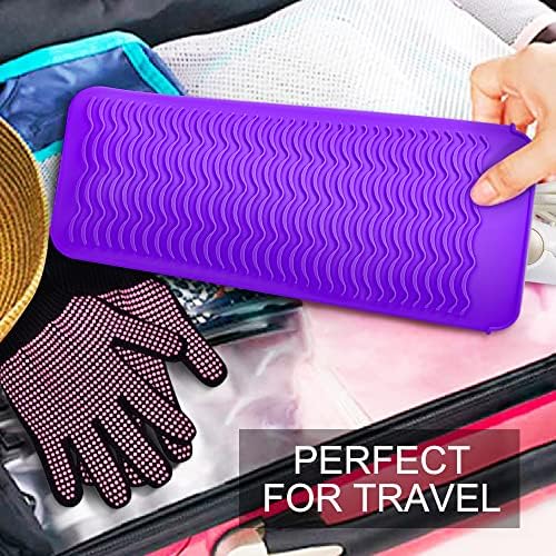 IKOCO Heat Gloves for Hair Styling, 2Pcs Heat Resistant Gloves with Silicone Mat Pouch for Curling Iron, Flat Iron, Straightener, Hot Hair Tools - Image 6