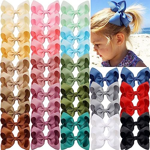 JOYOYO 40Pcs 4.5" Hair Bows Alligator Clips, Grosgrain Ribbon Girls Bows Clips Barrettes Hair Accessories for Baby Girls Toddlers Kids Teens by JOYOYO