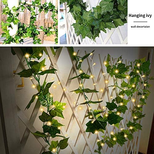 12 Pack 84Ft Artificial Ivy Garland, 100 LED Lights Fake Vines UV Resistant Greenery Leaves Fake Plants Hanging Aesthetic Vines for Home Bedroom Party Garden Wall Room - Image 5