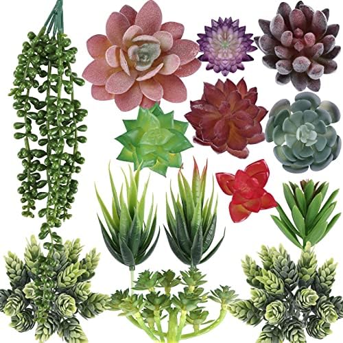 CEWOR 14pcs Fake Succulents Unpotted Realistic Textured Succulent Plants Mini Artificial Succulent Plants Faux, Premium Decor for DIY Crafting Home Floral Wall Garden Arrangement Office Decoration by CEWOR