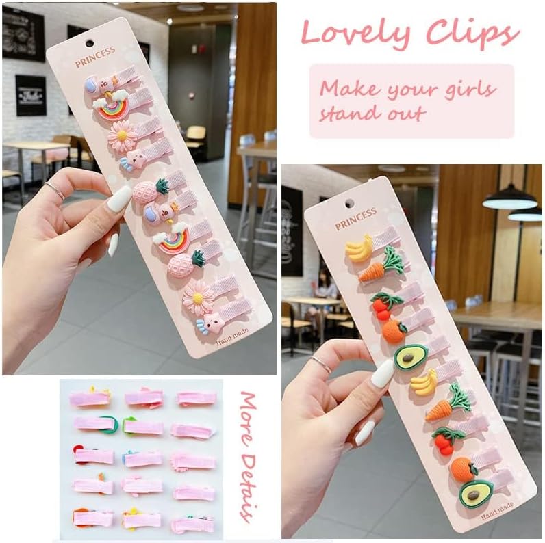 28 PCS Cute Hair Clips Fashion Girls Hair Accessories Flower Fruit Colorful Rainbow Candy Dessert Lovely Animal Barrettes Set Non-slip Metal Snap Pins for Girls Kids Teens Toddlers (Style C) - Image 6