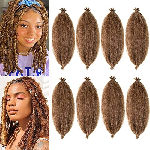 12 Inch Pre-Separated Springy Afro Twist Hair 8 Packs Black Pre-Fluffy Natural Curls are Perfect for Marley Crochet Hair Suitable for Black Women (30#, 12 Inch (Pack of 8)) by Celie
