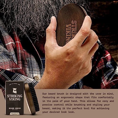 Striking Viking Beard Brush for Men - 4.3 in, Beech Wood Handle, Brown - Image 5