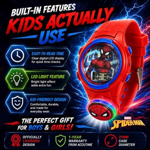 Marvel Spider-Man Kids Watches – Digital Display, Interactive Features, Adjustable Strap, Vibrant Spider-Man Graphics, Durable for Active Kids - Image 4