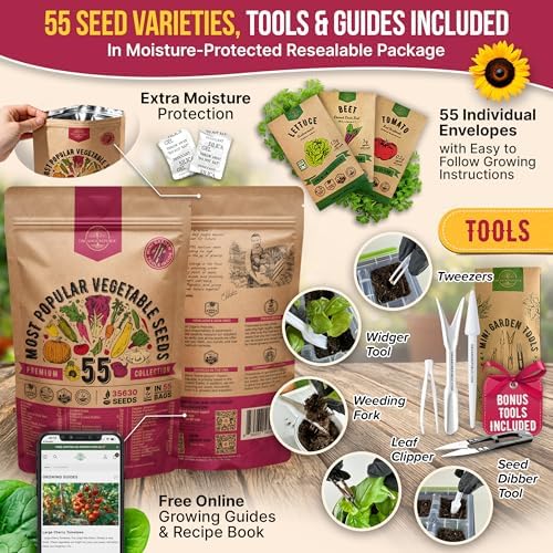 55 Vegetable Seeds Variety Pack - 35,600+ Non-GMO Heirloom Seeds for Planting Vegetables and Fruits in Individual Seed Packets, Home Garden Seeds for Hydroponic, Indoor and Outdoors Gardening - Image 3