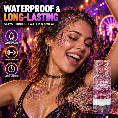 Mysense Halloween Glitter Stick,Black Purple Orange Face Hair Body Glitter - Image 4