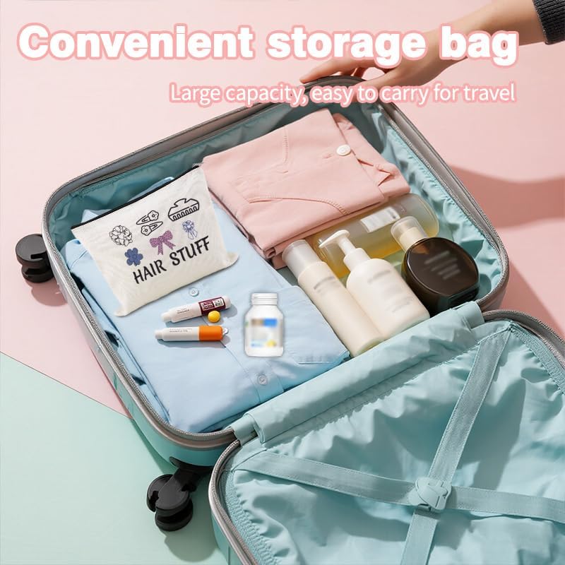 Hair Stuff Bag for Travel Hair Accessory Pouch for Girls Hairdresser Hairstylist Bags for Supplies Cosmetology Student Gifts Bag Salon Cosmetic Makeup Bags Barber Hairdresser Toiletry Zipper Pouches - Image 5