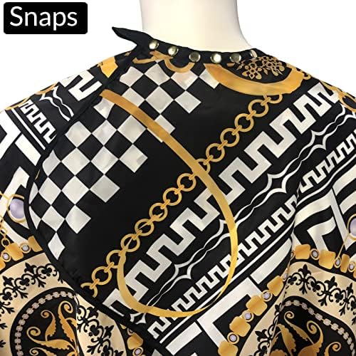 Pelocapa Barber Cape for Men Hair Cutting Salon Cape with Snap Closures Waterproof Professional Large Barber Hairdresser Cape- 63”× 56”(Gold Pattern) - Image 2