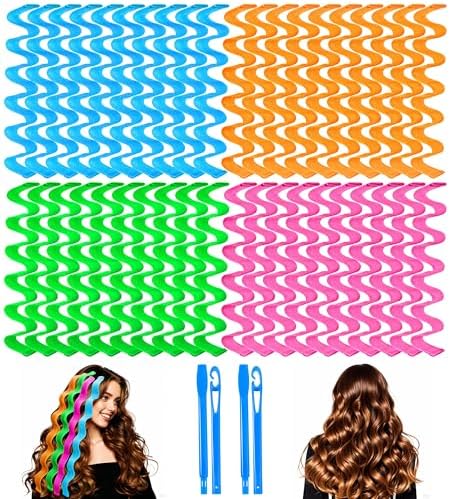 42 Pcs Heatless Wave Curlers for Long Hair, Easy Styling Hook, 21.65 Inch by YEVYO