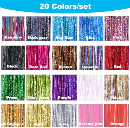 Hair Tinsel, 20 Colors Hair Tinsel Kit, 8000 Strands Tinsel Hair Extensions - Image 2