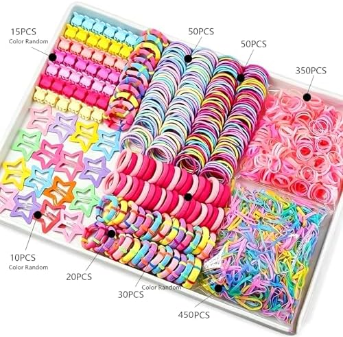 Soft Elastic Hair Ties，Colorful Hair Bobbles for Girls, Multicolor Hair Accessories Set with Hair Tail Tools & Cute Mini Hair Clips (Jumbo Pack(1000PCS)) - Image 2