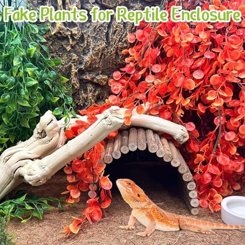 Reptile Plants for Terrarium Hanging Fake Leaves with Suction Cup - Image 3
