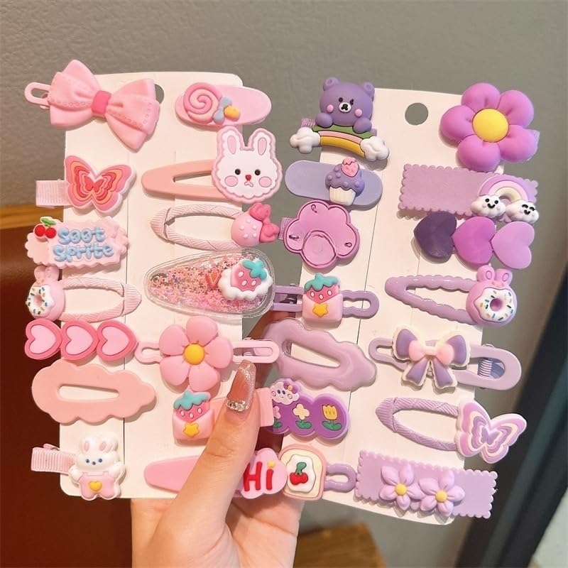 56 pcs Girl Hair Clips Cute Clips for Toddler Girls Hair Accessories for Kids Rabbit/Flower/Bow Colorful Patterns - Image 3