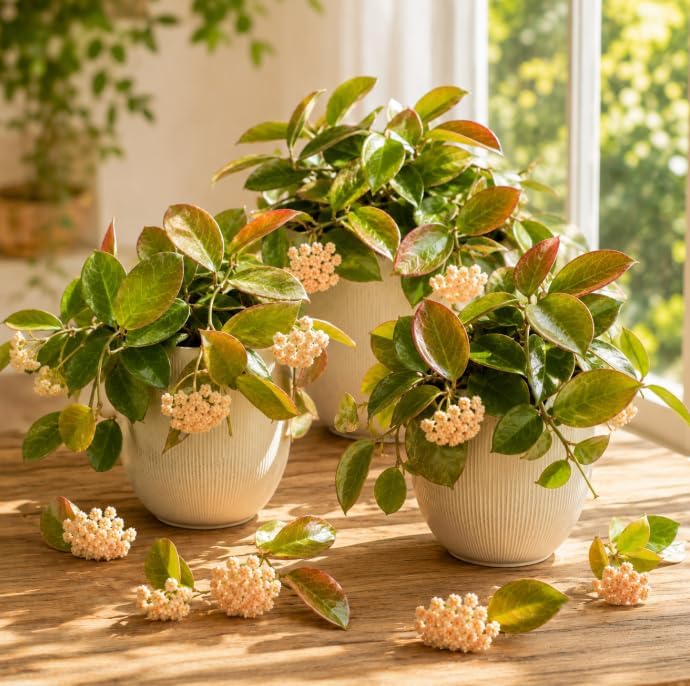 Set 3 Hoya Sunrise Plants Live for Planting, Rare Succulents Plants, Climbing Hoya Vines for Indoor, Outdoor 4 to 6 Inch Tall, No Pot by Unknown
