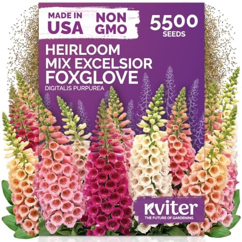 5,500 Foxglove Excelsior Mix Heirloom Flower Seeds, Digitalis Purpurea by KVITER