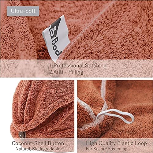 myHomeBody Hair Towel Wrap, Quick Drying Turban, Absorbent Cap – Cinnamon - Image 5
