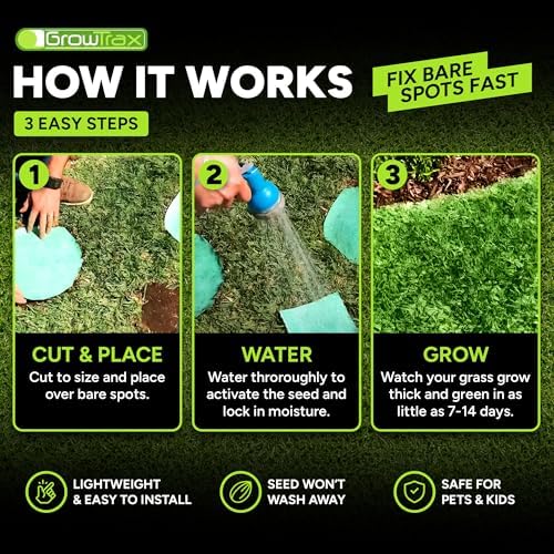 Growtrax Biodegradable Grass Seed Mat - 50 Sq Ft Year Round Green - Image 5