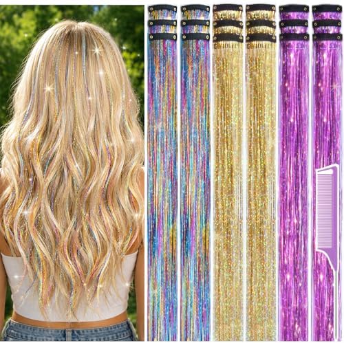 Hair Tinsel Clip in Pack of 18 Pcs Hair Accessories for Party Gatherings by Uikreo-Designtoyourbeauty