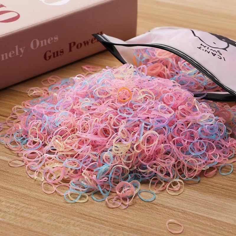 Elastic Hair Rubber Bands 2000PCS Soft Ponytail Elastics Holders Small Hair Ties for Blond Kids Baby Girls Toddler Infants Hair No Crease Damage No Hurt Thin Easy to dismantle Mini Hair Tie Multicolor - Image 2