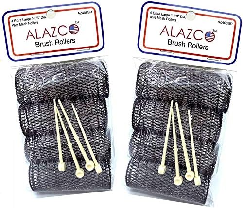 ALAZCO 8 pc Vintage Style Hair Rollers XLarge BRUSH ROLLERS & 8 PINS (8 XL Rollers) - Image 6