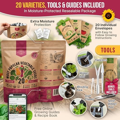 20 Vegetable Seeds Variety Pack - 12,465+ Non-GMO Heirloom Seeds for Planting Vegetables and Fruits in Individual Seed Packets, Home Garden Seed for Hydroponic, Indoor and Outdoors Gardening - Image 3