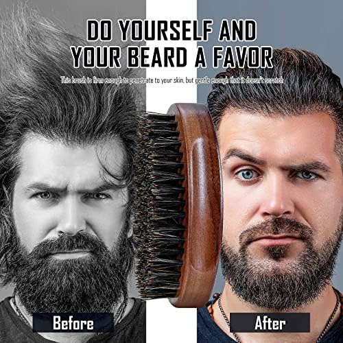 BFWood Boar Bristle Beard Brush - Black Wood Walnut Military Style, Men's Wooden Mustache Brush - Image 4