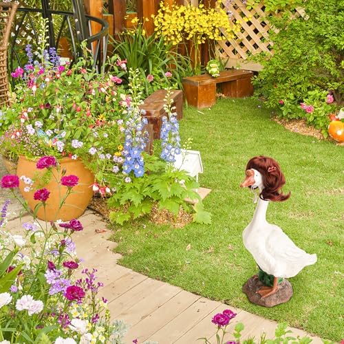 4 Pcs Porch Goose Wigs with Hair Clips, Lawn Porch Goose Outfits Costume - Image 6