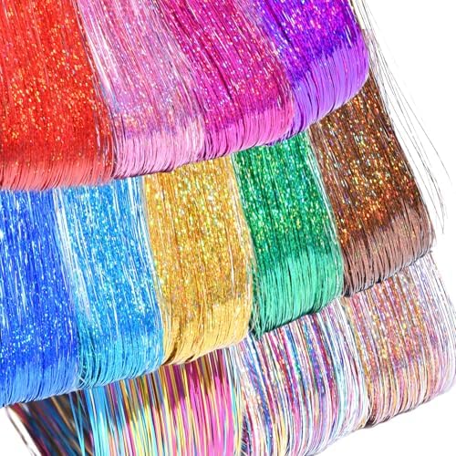 Gold Hair Tinsel Kit for Girls Women Fairy Glitter Tinsel Hair Extensions - Image 3